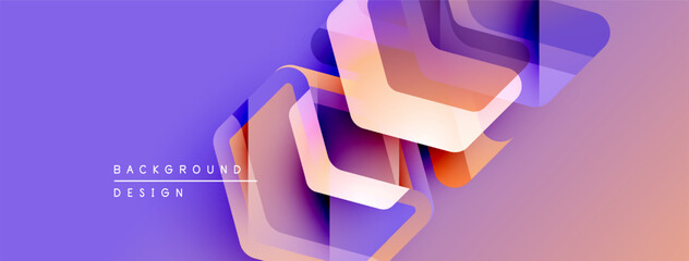 Poster - Abstract geometric shapes overlap, creating vibrant purple, orange gradients. Modern design element for backgrounds, presentations.