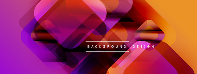 Poster - Abstract geometric shapes overlap, creating vibrant gradient effect. Purple, orange, red hues dominate design. Modern, dynamic composition.