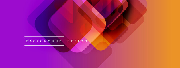 Aufkleber - Abstract geometric layers create vibrant gradient background. Purple, orange hues dominate design, offering modern aesthetic.