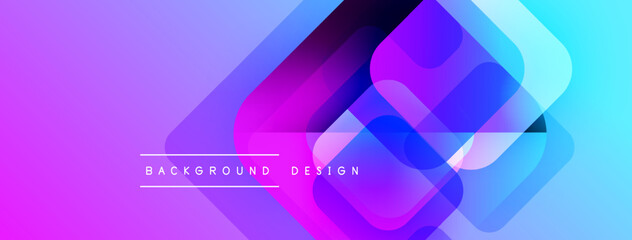 Poster - Abstract geometric shapes overlap, creating vibrant purple, blue gradient. Modern design element for backgrounds, presentations.