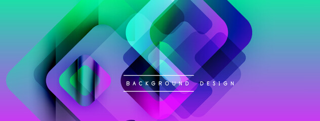 Poster - Abstract geometric shapes overlap, creating vibrant gradient effect. Modern design suitable for backgrounds, presentations.