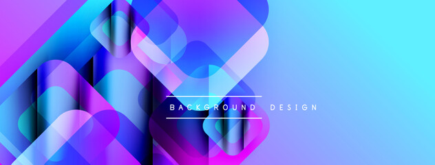 Aufkleber - Abstract geometric shapes overlap, creating vibrant blue, purple gradients. Modern design suggests technology, innovation, fluidity.