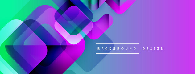 Poster - Abstract geometric shapes blend vibrant colors. Gradient transitions create dynamic visual effect. Modern design element for backgrounds.