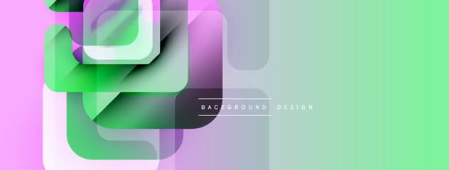 Poster - Abstract geometric shapes overlap. Pastel colors blend, creating modern background design. Minimalist style, smooth gradients present.