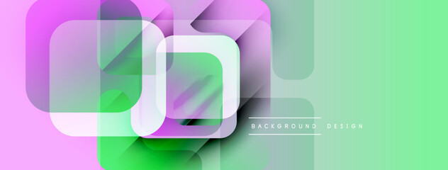 Poster - Abstract geometric shapes overlap. Soft pastel colors blend, creating modern background. Light gradients enhance visual depth.