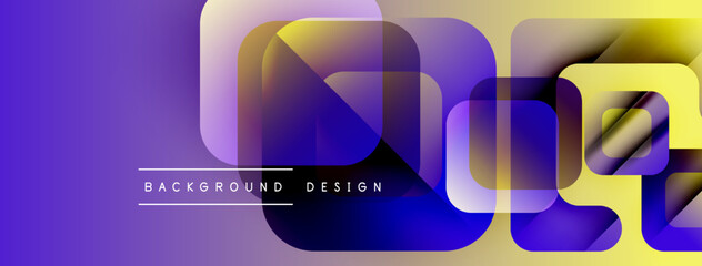 Poster - Abstract geometric shapes overlap, creating vibrant purple, yellow gradients. Modern design element for backgrounds, banners, presentations.