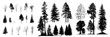 © aiVECTOR - Isolated set of genuine modern-day silhouettes of coniferous trees