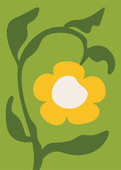 Wall Mural - Poster with abstract yellow flower. Natural design in flat style.