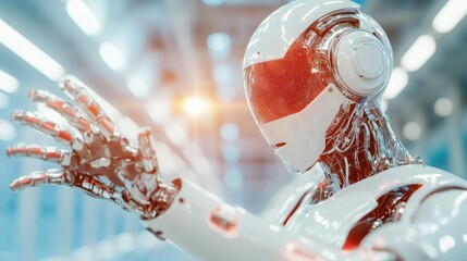 an advanced robot with a sleek design and glowing elements, symbolizing the intersection of technolo