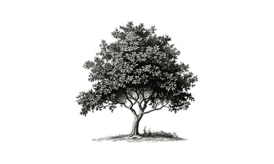 Hawthorn Tree Illustrations, vector illustration, botanical art, floral design, nature drawing, garden plants, tree sketch, wild flora, seasonal greenery, leaf patterns, natural elements.