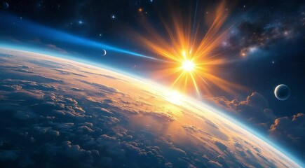 Wall Mural - Earthrise sunrise space exploration cosmic view