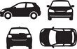 © Mohaiminul - Car silhouette icons set side, front, back, and top views vector art illustration.