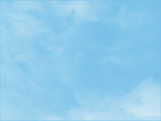 Aufkleber - Color halftone texture of blue sky with clouds. Abstract cloud pattern vector dotted pixel texture background with copy space.	
