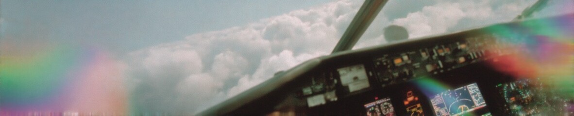 Aufkleber - Advanced Weather Radar Navigation Display in Aircraft Cockpit with Flight Data and Aviation Instruments for Enhanced Flight Safety and Pilot Assistance