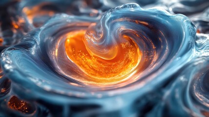 Wall Mural - abstract swirling patterns with bright orange and blue tones