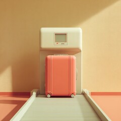 Leinwandbilder - Modern Security Checkpoint with Advanced Baggage Scanner and Conveyor Belt in Minimalist Style for Travel Safety and Risk Management Campaigns