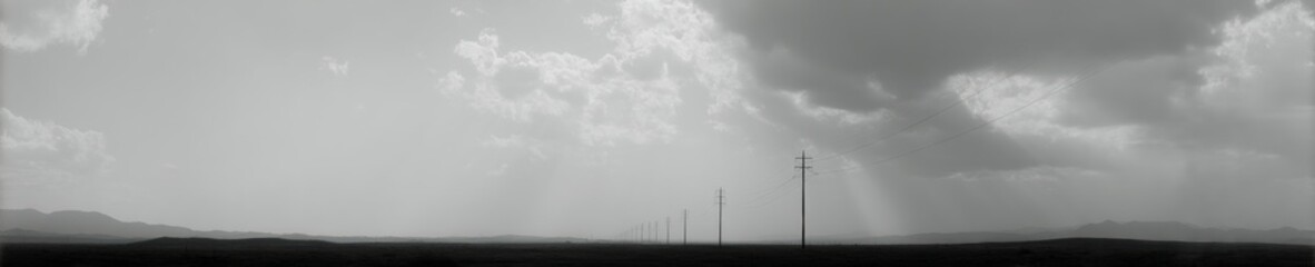 Leinwandbilder - Dramatic Sunset Silhouettes of Electrical Transmission Towers Powering Modern Grid Infrastructure for Energy Sector and Sustainable Network Campaigns
