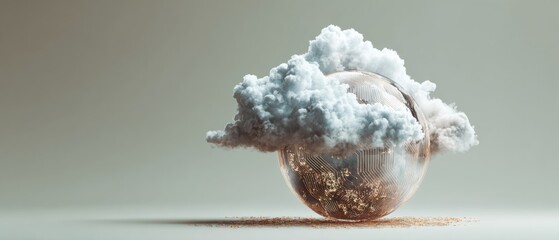 Leinwandbilder - Edge Computing Digital Globe in Glass Sphere with Embedded Cloud Symbol Surrounded by Circuits for Global Network and Cloud Innovation Campaigns
