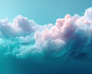 Aufkleber - Dreamy Pastel Cloudscape with Soft Pink and Blue Hues in Surreal Atmospheric Environment for Modern Creative and Wellness Themes