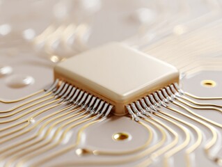 Leinwandbilder - Digital Passport Concept on Glowing Circuit Board with Microchips and Transparent Display Highlighting Supply Chain Transparency and Lifecycle Tracking