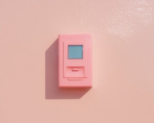Leinwandbilder - Modern Biometric Fingerprint Scanner Mounted on Pink Office Wall for Secure Access Control in Trendy Minimalist Business Environments