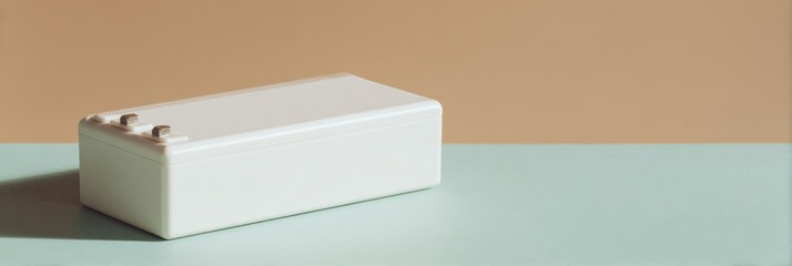 Leinwandbilder - Modern rectangular lithium battery pack with exposed connections and fuse layers on neutral background for electric vehicle energy storage and tech marketing