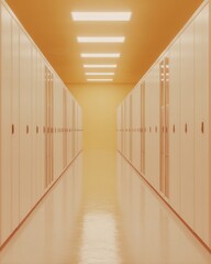 Aufkleber - Modern Data Center Corridor with Metallic Storage Racks Highlighting Secure Information Storage and Cybersecurity Infrastructure for Tech Innovation