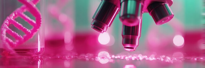 Aufkleber - Modern genetic counseling and testing concept with DNA helix models and laboratory tools on sterile medical technology surface for healthcare innovation