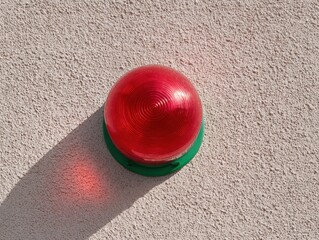 Aufkleber - Red Emergency Warning Light Flashing on Textured Concrete Wall with Shadow Patterns - Security Alert Concept for Modern Safety and Threat Detection