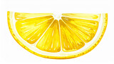 Watercolor painting of lemon slice isolated on white. Citrus fruit. Fresh and tasty. Hand drawn