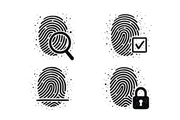 security vector fingerprint illustration featuring identification and authentication methods.