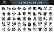 © Elzicon - The Clinical Study bkack icon set highlights essential elements of scientific trials and medical research.ideal for illustrating protocols, data validation, risk evaluation, and regulatory compliance.