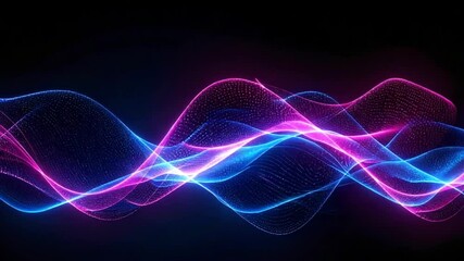 Wall Mural - Neon wave flow, dark background, digital art, website design