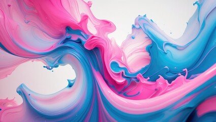 Wall Mural - Colorful fluid art showcases gradients of pink and blue, embodying Thailand's artistic heritage.