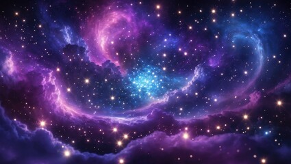 Wall Mural - Colorful cosmos with stardust and milky way. Enchanting colored galaxy. Infinite universe and starry night.