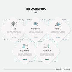 Leinwandbilder - Timeline infographic template. 5 Step timeline journey, calendar Flat simple infographics design template. presentation graph. Business concept with 5 options, vector illustration.