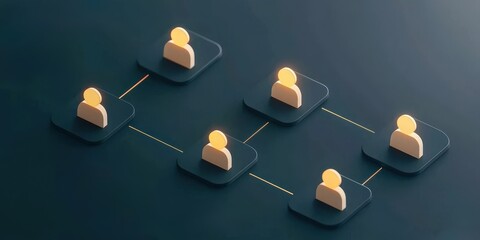 Wall Mural - productivity tools focus apps concept. visual representation of a network or team structure.