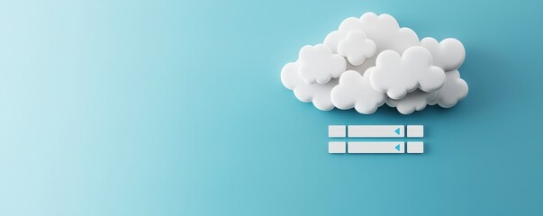 Wall Mural - productivity tools focus apps concept. cloud illustration on a blue background with sliders.
