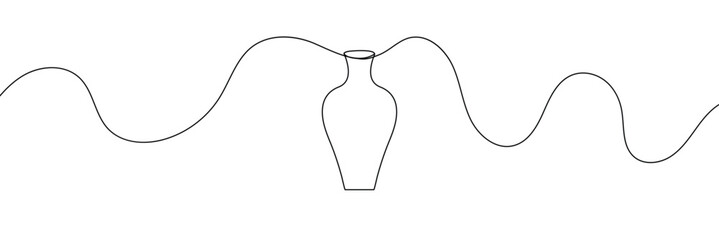 Wall Mural - continuous line drawing of vase. one line drawing background. vector illustration. linear drawing of