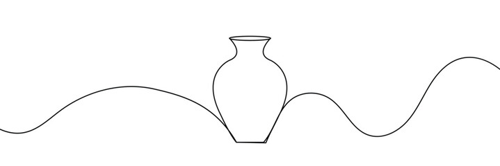 Wall Mural - continuous line drawing of vase. one line drawing background. vector illustration. linear drawing of
