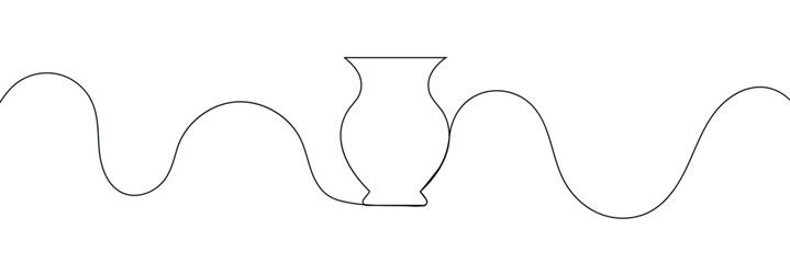 Wall Mural - continuous line drawing of vase. one line drawing background. vector illustration. linear drawing of