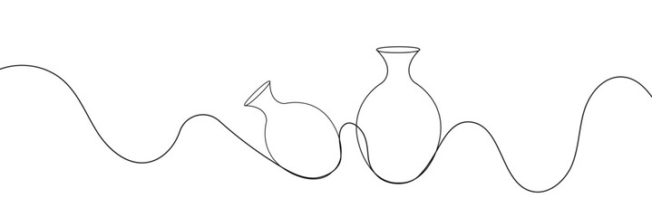 Wall Mural - continuous line drawing of vase. one line drawing background. vector illustration. linear drawing of