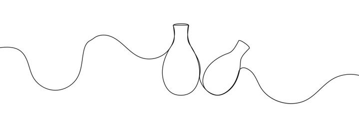 Wall Mural - continuous line drawing of vase. one line drawing background. vector illustration. linear drawing of