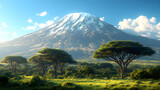 Majestic kilimanjaro sunrise african savanna landscape