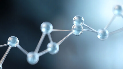 a close-up view of molecular structures showcasing clear spheres connected by lines, representing sc