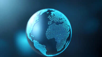 Poster - A futuristic digital globe design showcasing a global network. Perfect for tech-related themes and concepts in digital art.