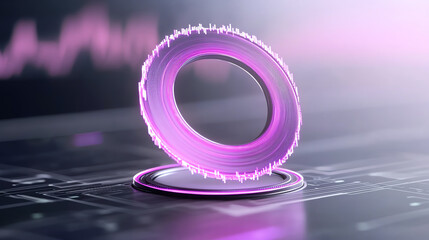 Poster - A futuristic purple holographic ring demonstrates advanced digital technology with a sleek design and vibrant colors.