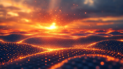 Aufkleber - A mesmerizing sunset over digital waves, creating a stunning visual of nature and technology intertwined.