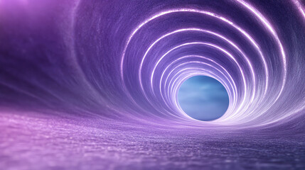 Aufkleber - A mesmerizing view of a glowing tunnel, blending shades of purple and blue, creating a surreal, otherworldly atmosphere.
