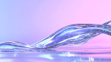 Leinwandbilder - A mesmerizing wave of sparkling water flows gracefully, illuminated by soft pastel colors, symbolizing tranquility and beauty.